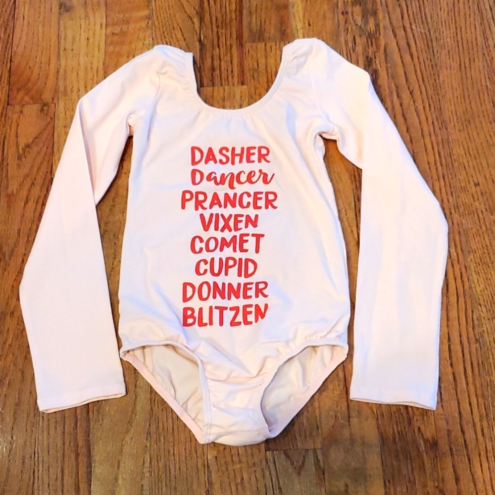 Santa's Reindeer Pink Leotard